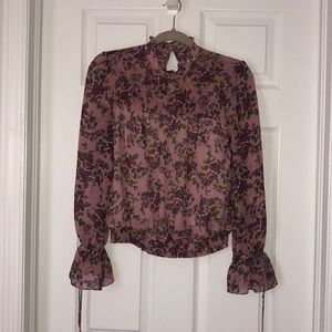 Rose high neck long sleeve top